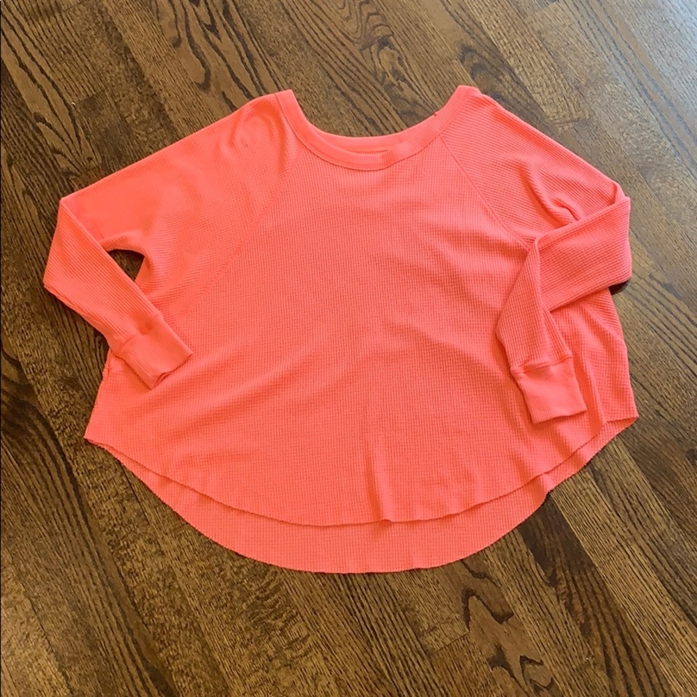 Free People Bright Orange Long Sleeve Shirt